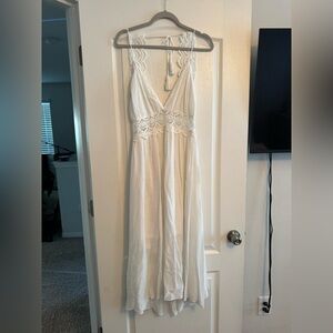 white flowy midi dress